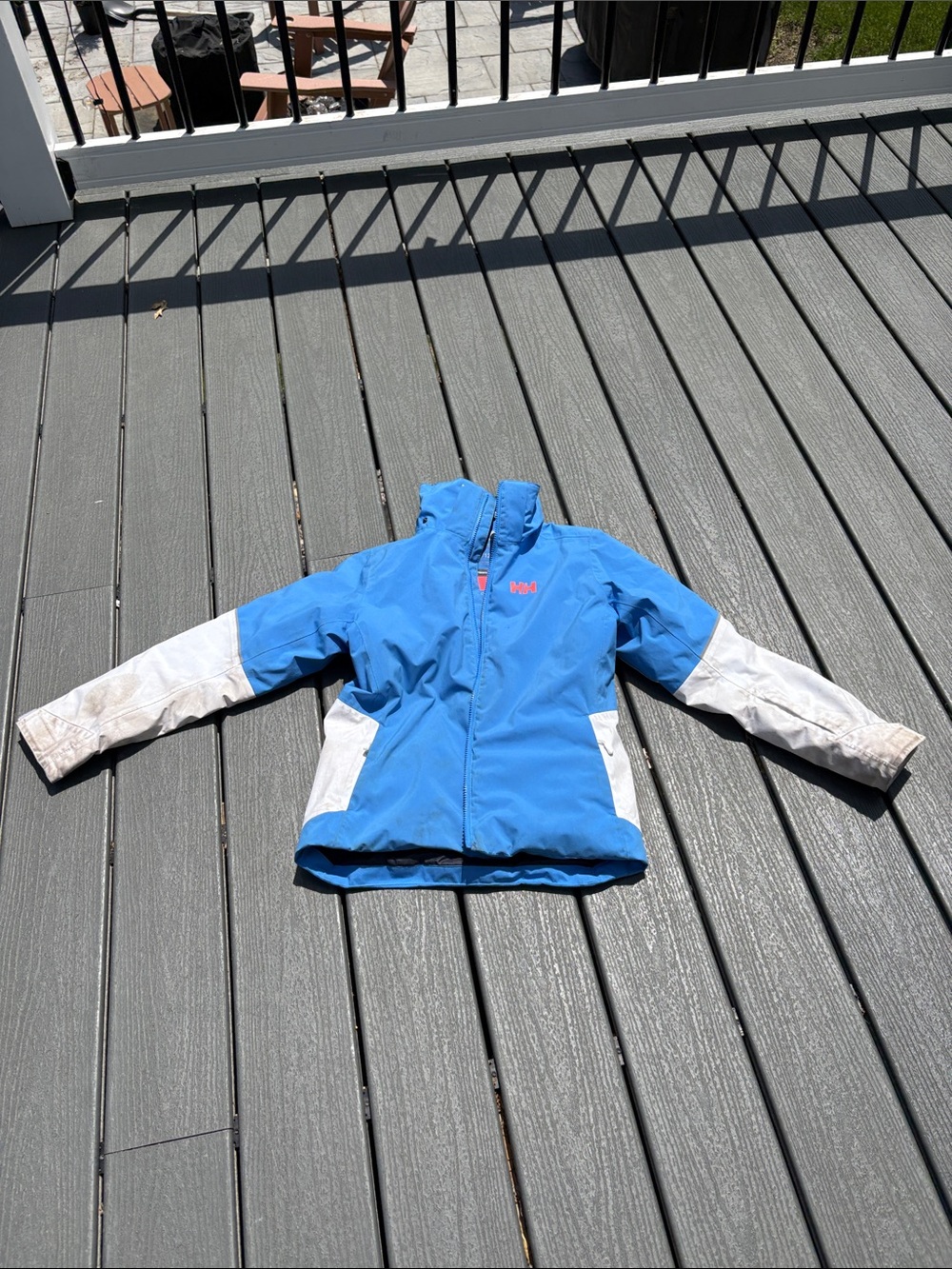 Helly Hansen Black and Blue Ski Jacket with White Accents